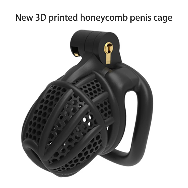 New 3D Printed Honeycomb Breathable Penis Cage Flat/Curved Penis Ring Adult Products Male Chastity Device Fun Urethral Lock Sex