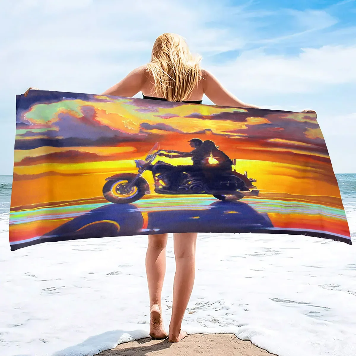 Quick Dry Beach Towels Motorcycle Vehicle Sand Free Ultra Cozy and Bath Towels Water Absorbent Oversize Beach Towel for Boys Men