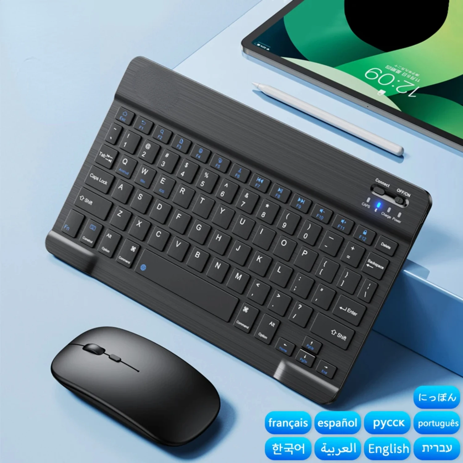 Bluetooth Wireless Keyboard Mouse  IOS Android Windows Tablet   Air Mini Pro Spanish Korean Portugal Russian Keyboard