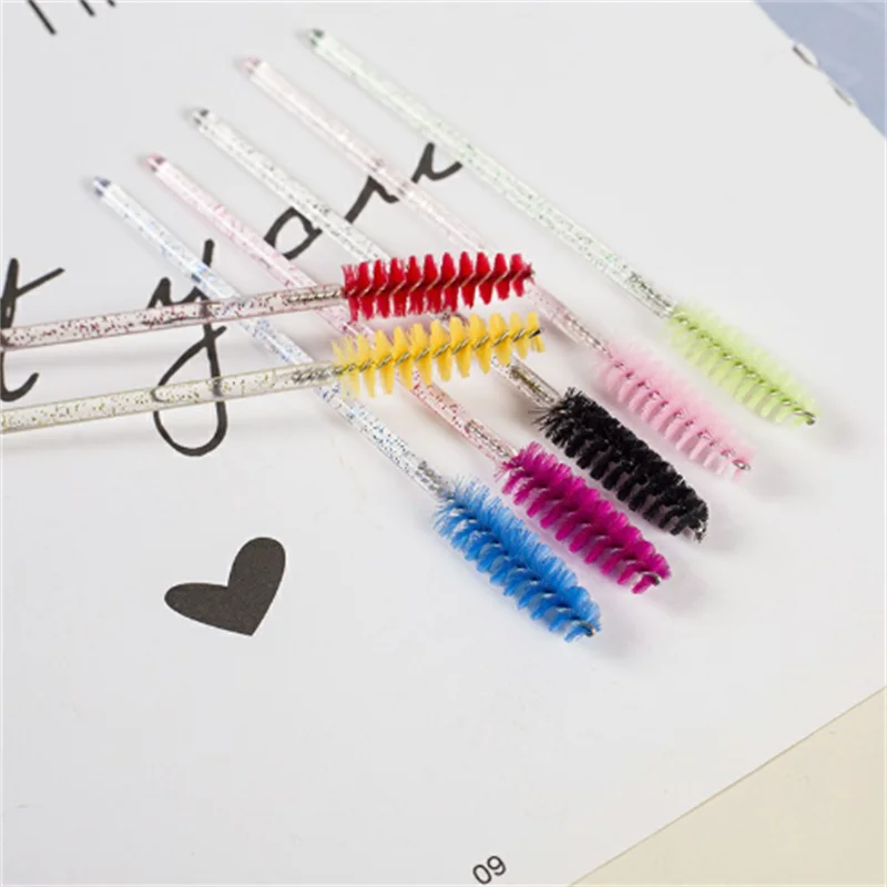 

Adjustable radian Spiral olid nylon hair crystal sequin rod mascara eyebrow detail disposable makeup brush