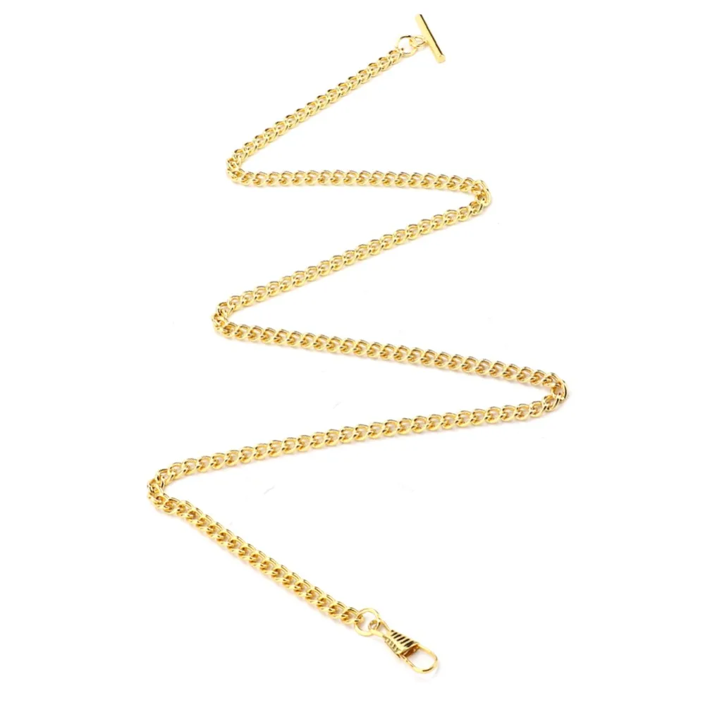 

65cm Length Pocket Watch Chain Silver Plated Metal Material Watch Chain Gold Plated T-Bar Design T-Bar Chain Pendant Holder