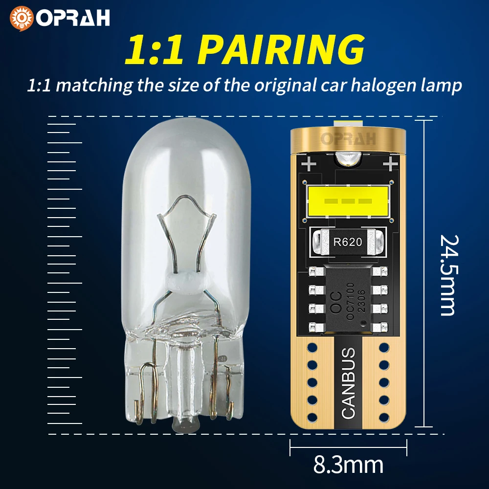 Oparn-Car Interior Dome Porta Sinal Lâmpada, Canbus, nenhum erro, Wedge Side, Estacionamento Posição Bulb, W5W, T10, 2055SMD, Novo, 2pcs