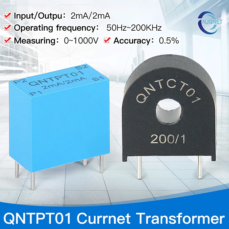 محول تيار عالي التردد 2k 200khz QNTPT01 2mA 2mA QNTCT01 1A 5mA 200:1 محول كورينت صغير من الفريت CT