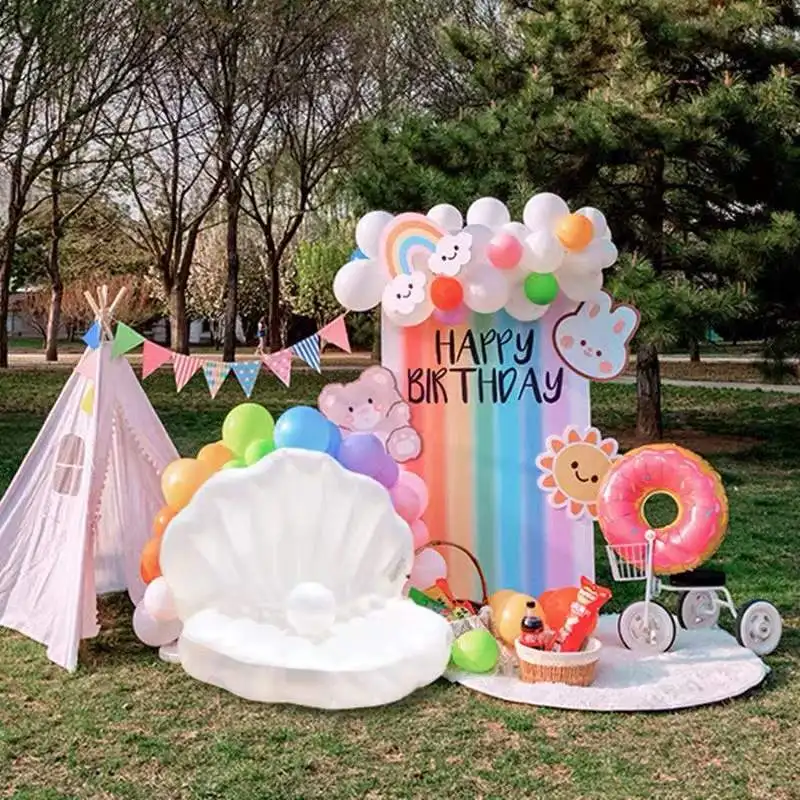 Swimming Pool Theme Party Inflatable Shell Pearl Sofa Outdoor Wedding Baby Birthday Party Scene Layout Baby Shower Decoration