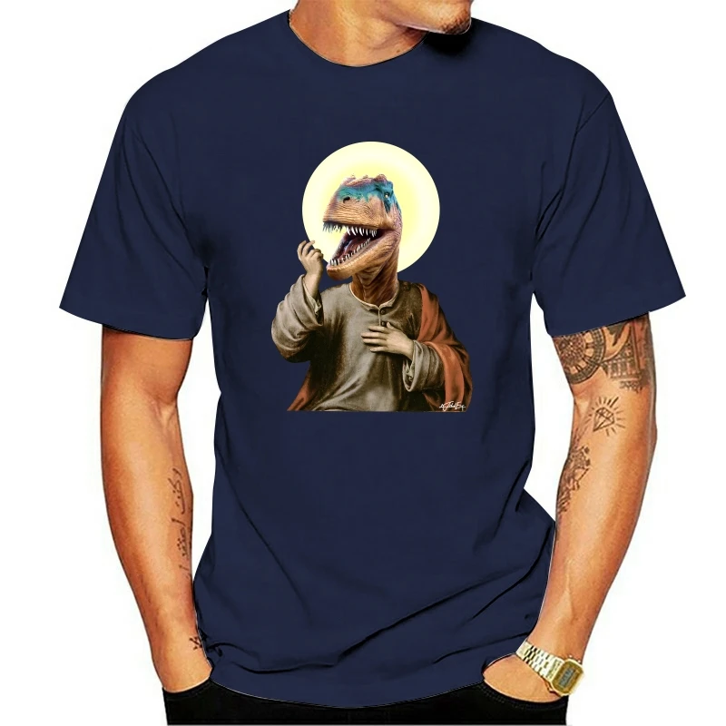 

Мужская летняя хлопковая футболка, свободные топы, мужская забавная хлопковая футболка Raptor Jesus, футболка унисекс, женские футболки