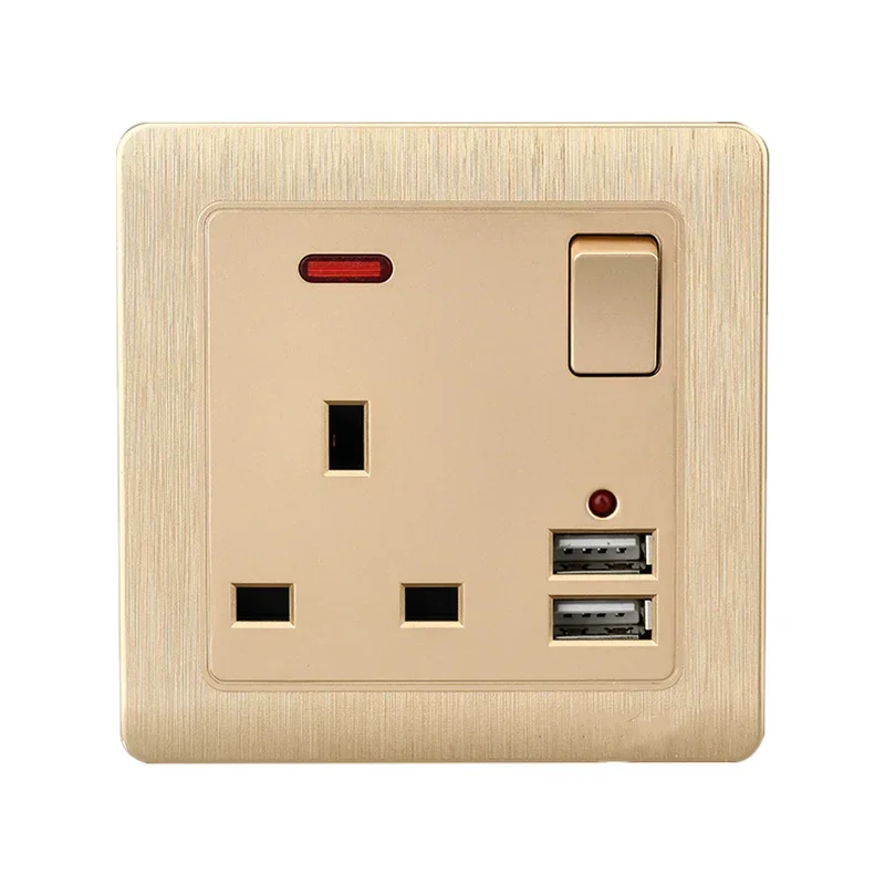 Depoguye UK Plug Usb Wall Socket, 5V 2.1A Double USB Socket Universal Three Hole power outlet,With LED Indicator AC110V-250V