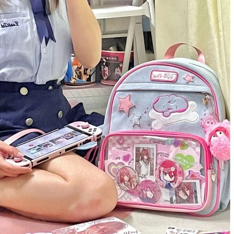 Ita Bag Sweet Transparent Backpacks for Women New Embroidery School Bag 2024 Autumn Display Canvas Rucksack Cute Bolsas Сумка