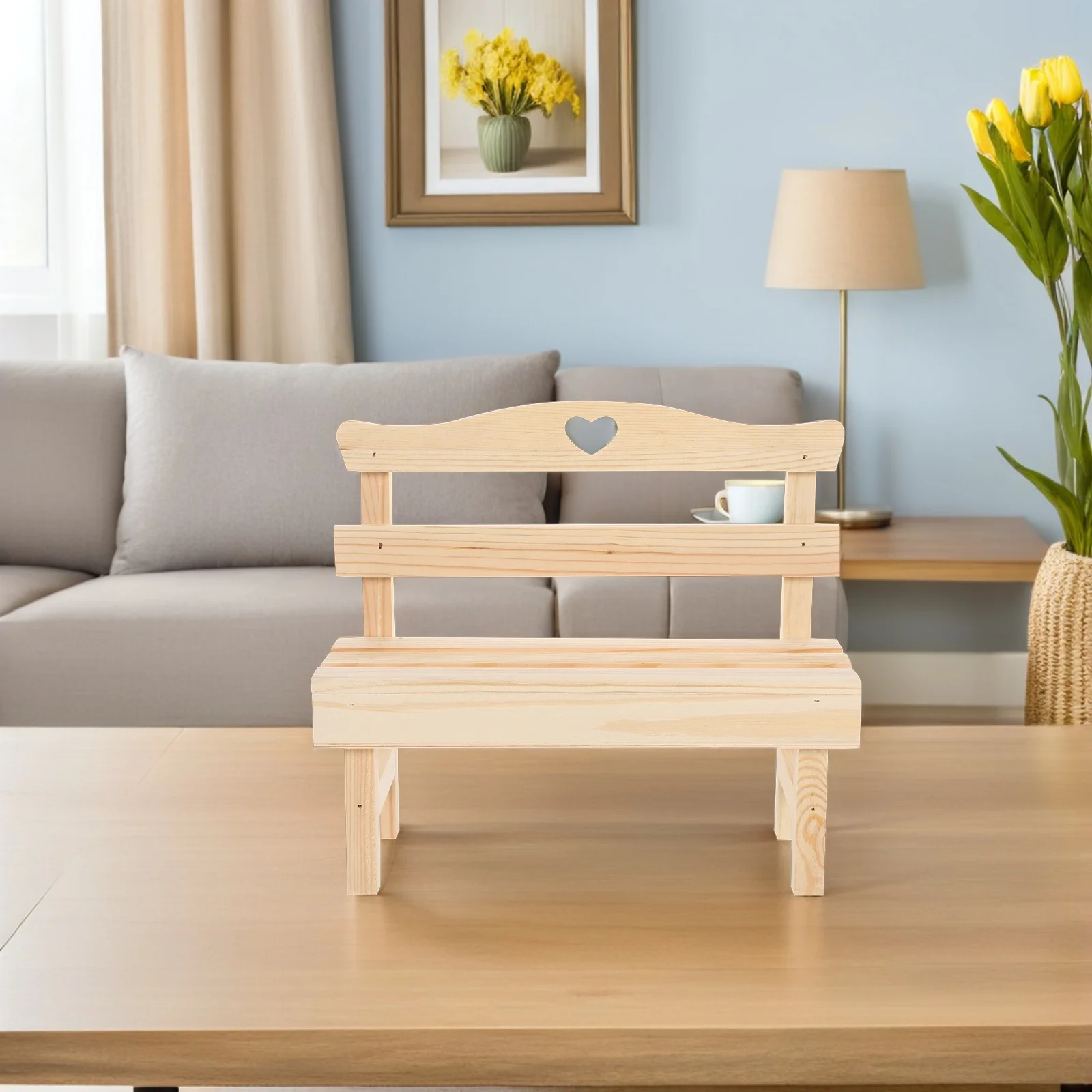 1 قطعة حرفة الصنوبر الخشبية الصغيرة لبيت الدمى حديقة المشهد مكتب منزلي ديكور الدعامة ديكور حديقة مقعد غرفة حلية