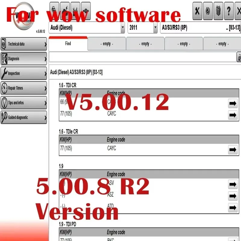 Hot 2024 W-ur-th wow V5.00.12 wow 5.00.8 R2 Software Multi-languages with Keygen For Tcs Multi-diag Cars Diagnostic Tool