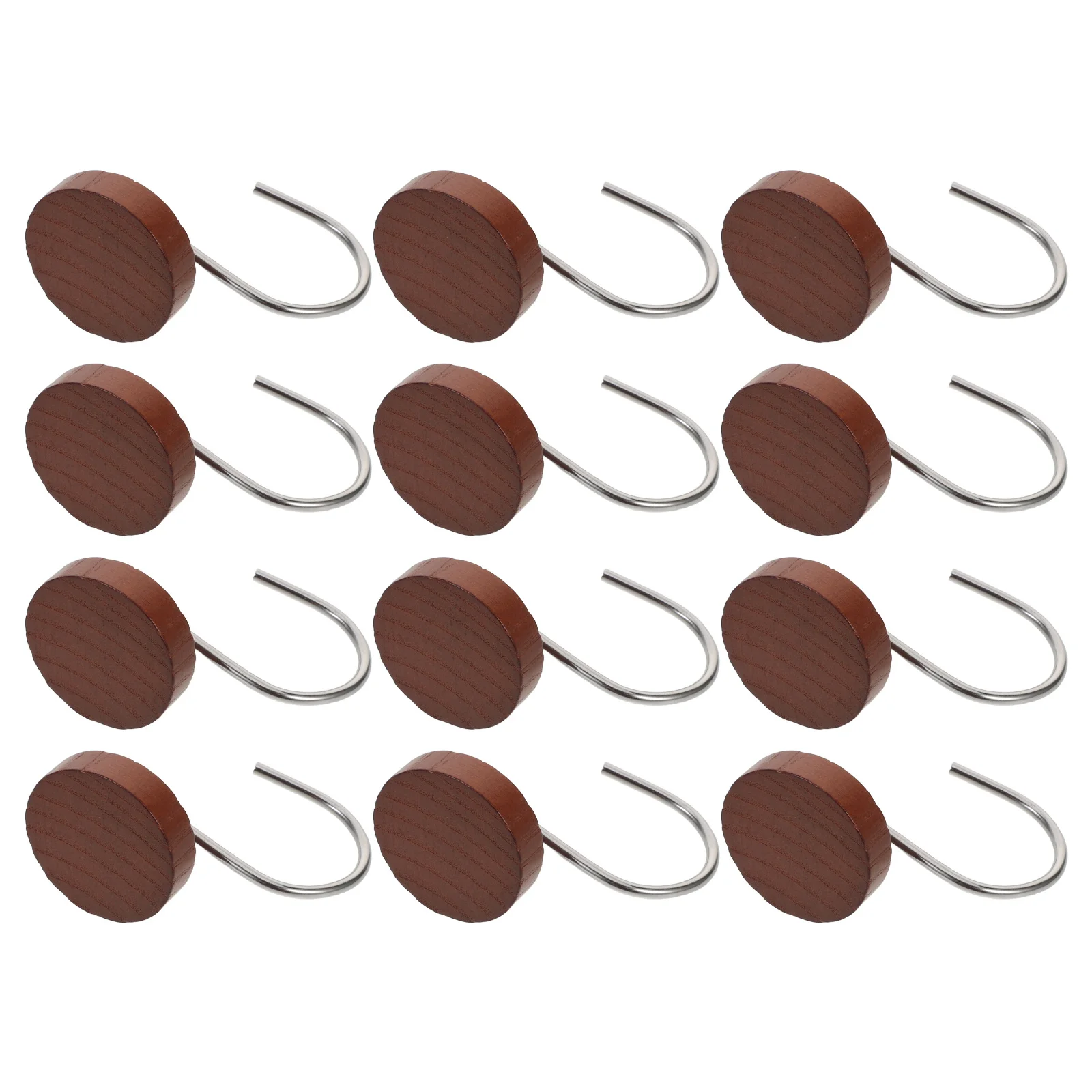 

12Pcs Wooden Shower Curtain Hooks Rustic Wood Ring Bathroom Rod Accessories Brown Natural Metal Holders Bath Curtain Hooks