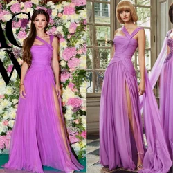 New Arrival Zuhair Murad One Shoulder Purple Ruffle Chiffon فساتين السهرة vestidos de fiesta  فساتين سهره evening dresses