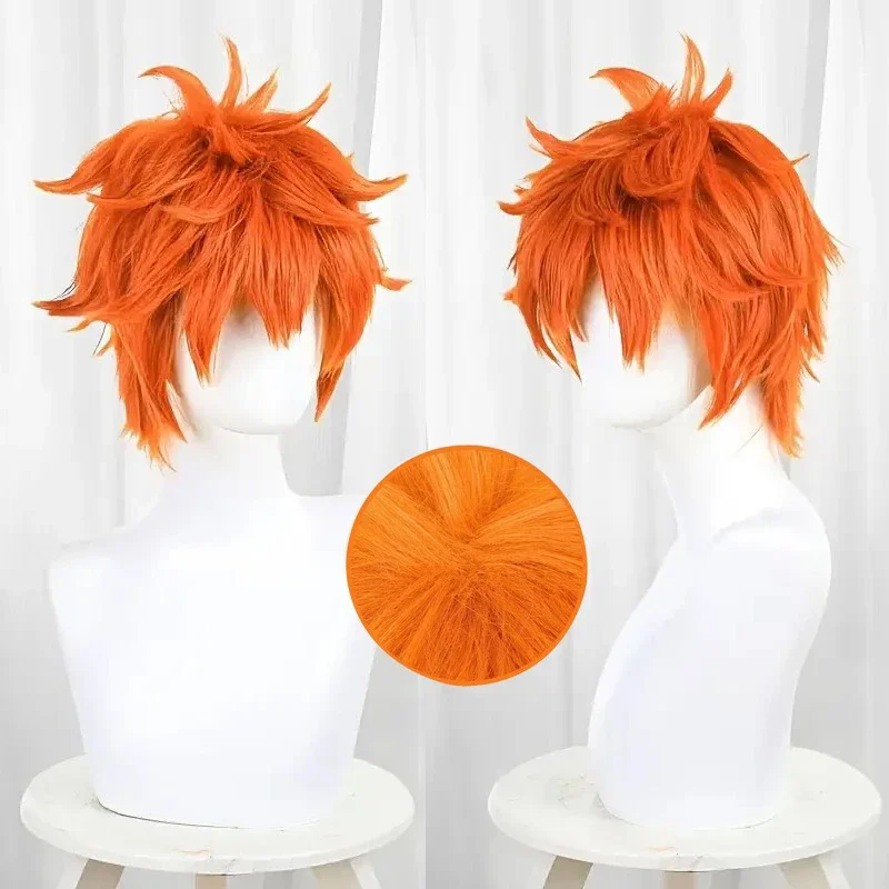 Anime Hinata Shoyo Cosplay Wig Man Orange Short Hair Halloween Stage Performance Festival Party Simulated Hair Full Wigs