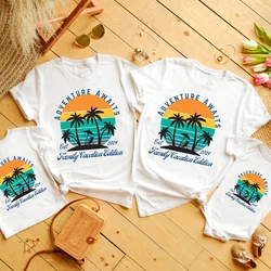 Adventure Awaits Family Vacation Edition Est 2024 Family Matching Shirt Adult Kids Summer T-shirt Tops Baby Short Sleeve Romper