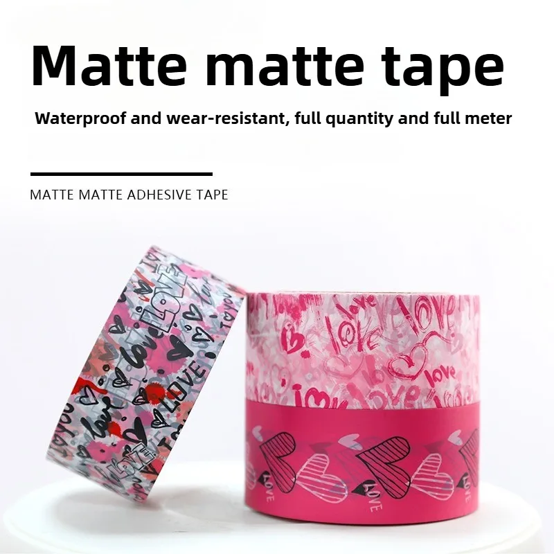 5cm-x-100y-matte-heart-shaped-packaging-tape-'love-you'-design-valentine's-day-gift-wrapping-tape-for-romantic-present-packaging