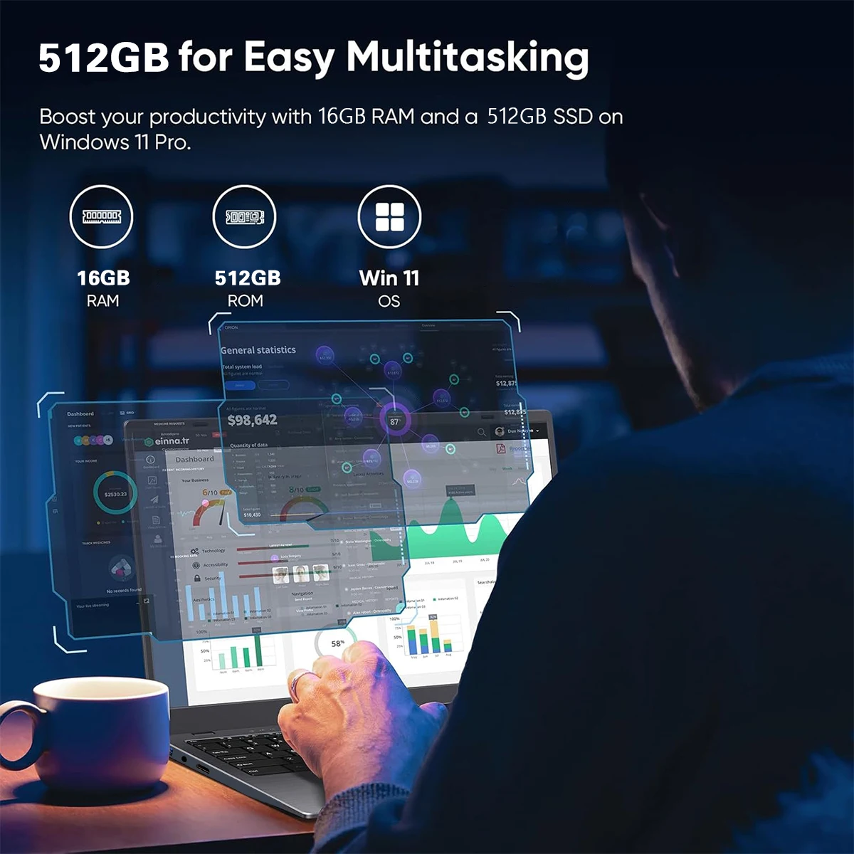 ACEKAMAS 2025 15.6 "كمبيوتر محمول Intel Core i7 6500U الكمبيوتر المحمول الألعاب ويندوز 11 برو 16GB DDR4 1 تيرا بايت SSD مكتب دراسة أجهزة الكمبيوتر المحمولة