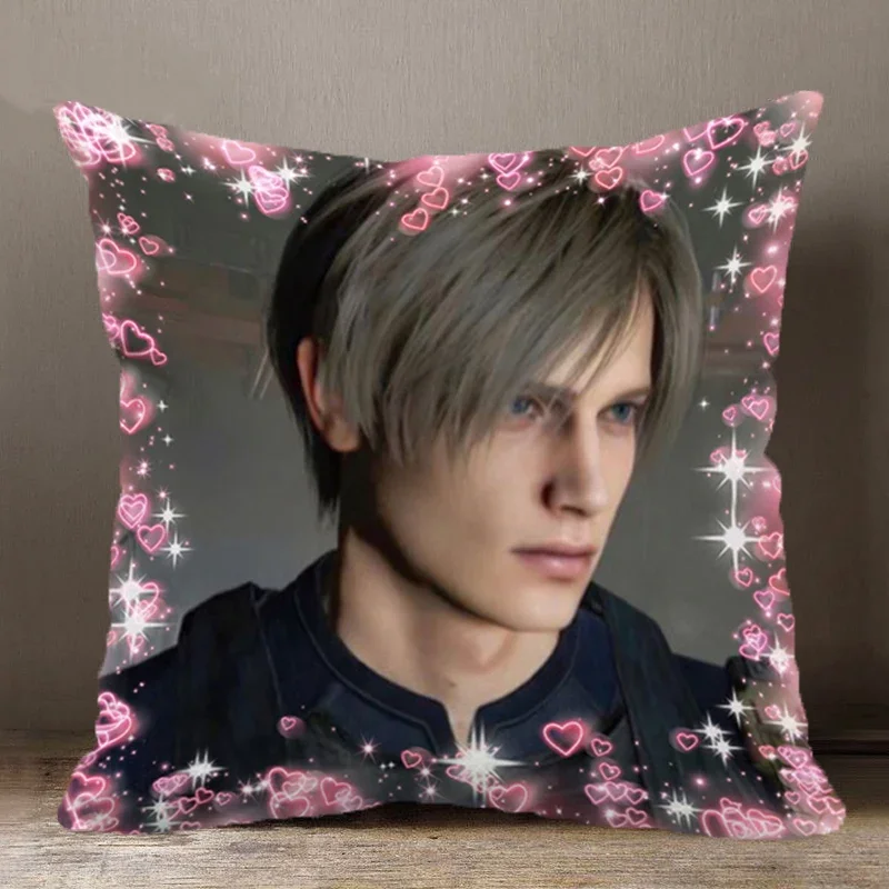 Pillows Case 45x45 50x50 Double Side Pink Pillow Cover CP Couples Boyfriend Girlfriend Heart Leon Kennedy Decorative Pillowcase