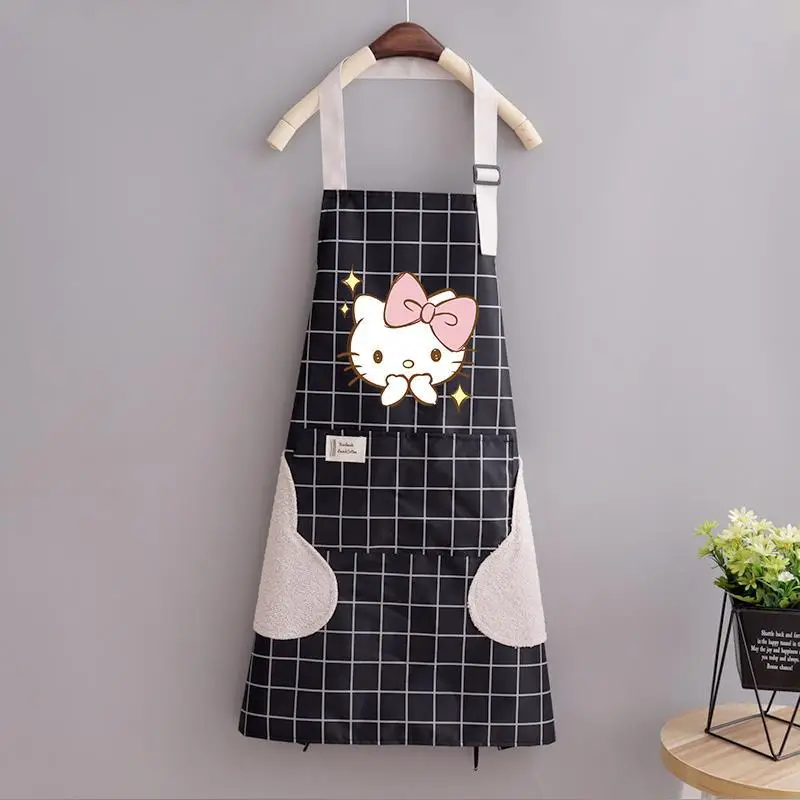 Sanrio Kawaii Hello Kitty Women\'s Apron Anime Pattern Waterproof Aprons Kitchen Household Pinafore Oil Proof Kitchen Supplies