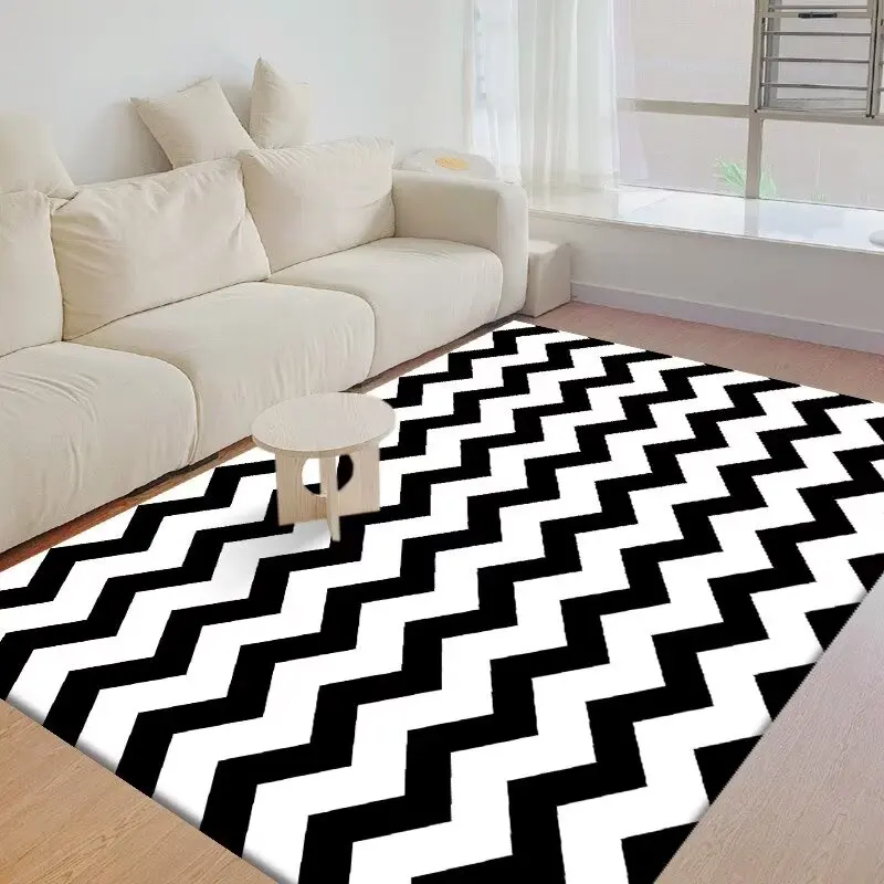 Modern Carpets for Living Room Simple Black and White Carpet Large Area Room Rugs Geometric Anti-Skid Home Bedroom Floor Mat