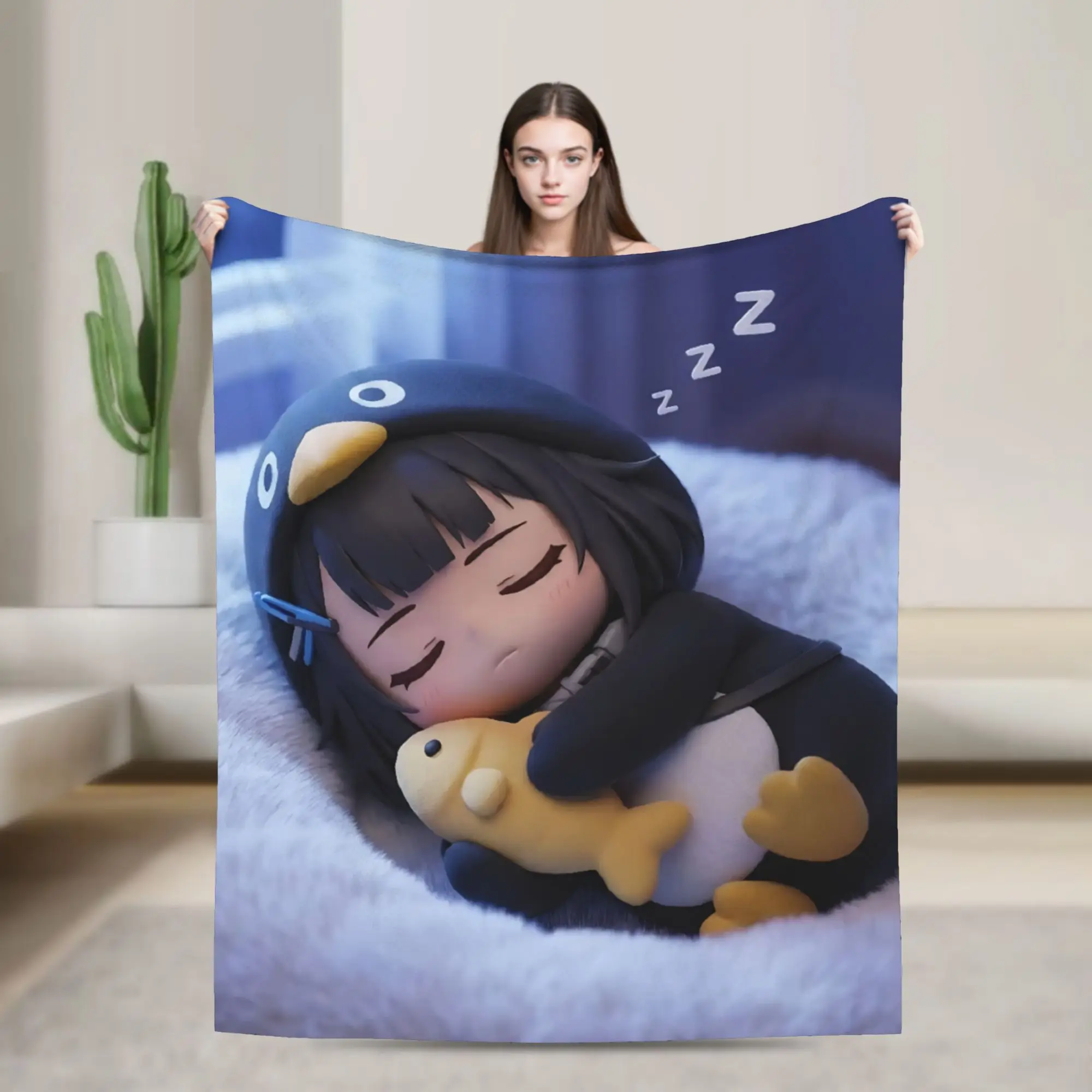 Gugu Gaga Penguin Blankets Flannel Summer Air Conditioning Sleeping Portable Soft Throw Blankets for Home Outdoor Bedspreads