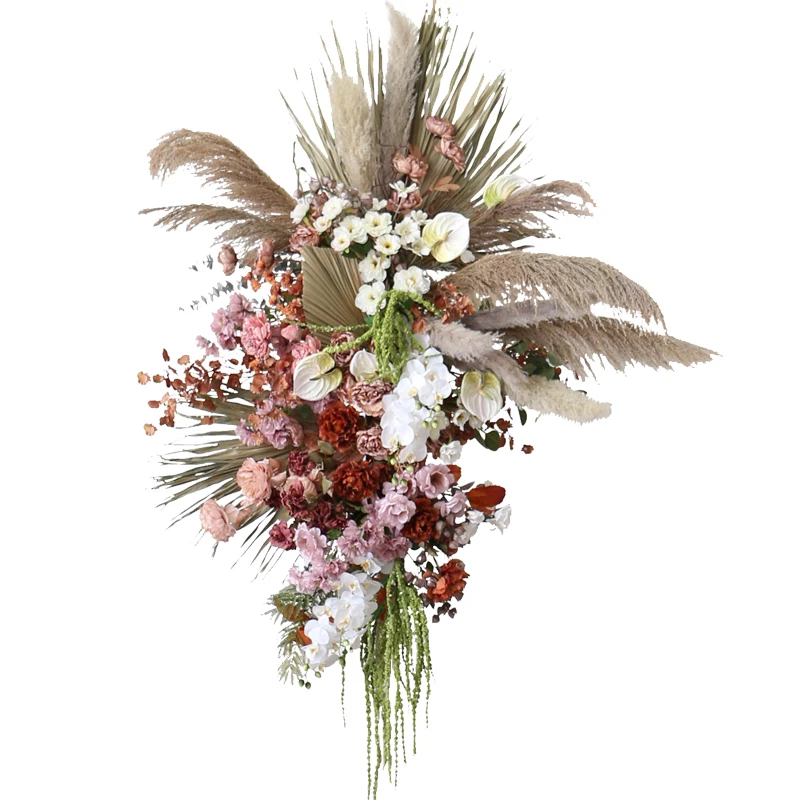 

Simulation flower reed pufan decoration scene window stage live stream background flower art wall hanging flower road