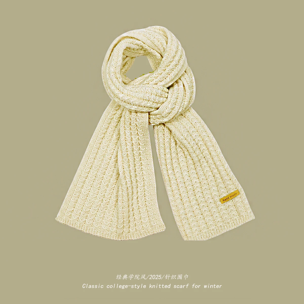 Thick Warm Knitted Scarf for Winter, Cashmere Neckerchief