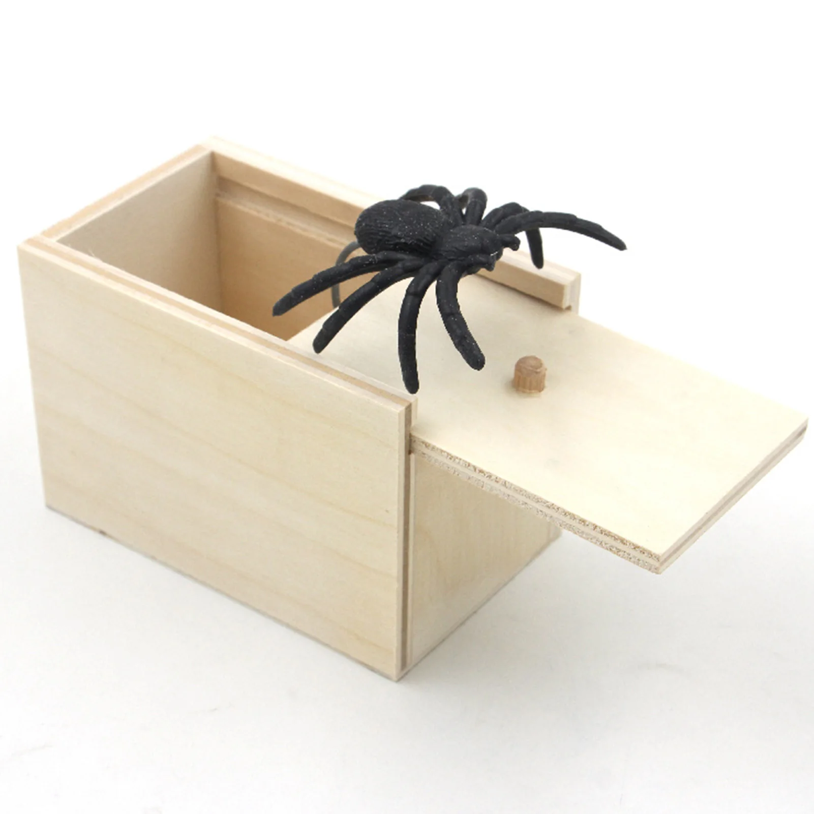 Wooden Box Spider Trick Toy Funny Play Joke Scare Toy Box Tricking Scaring People Toy for Halloween Holiday Scary Horror Toys