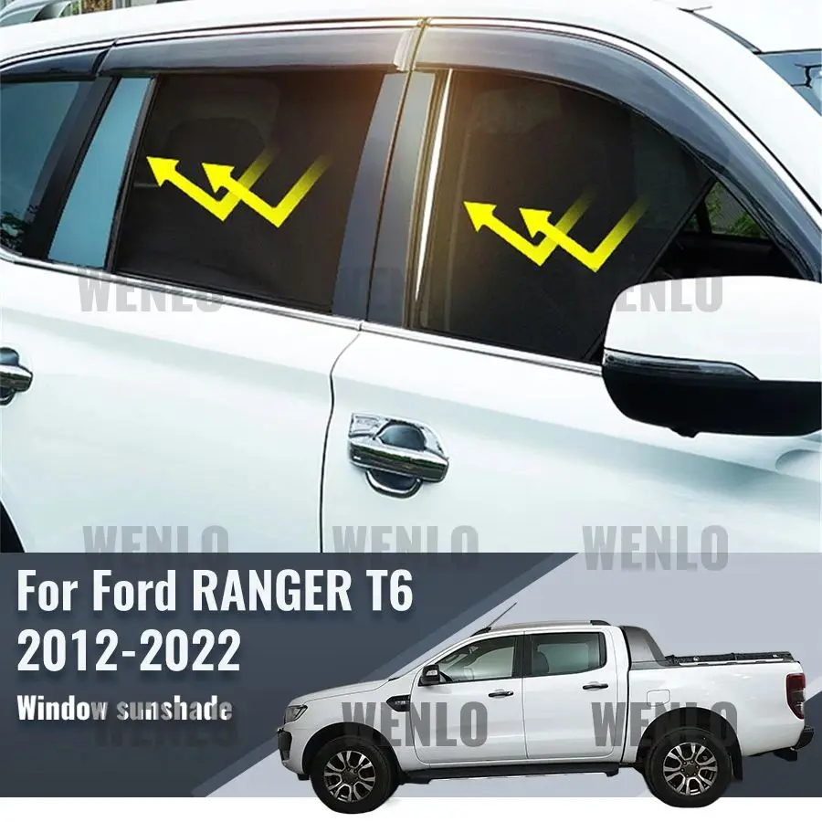 

For Ford RANGER T6 2012-2022 Magnetic Car Sunshade Visor Front Windshield Frame Curtain Baby Rear Side Window Sun Shade Shield