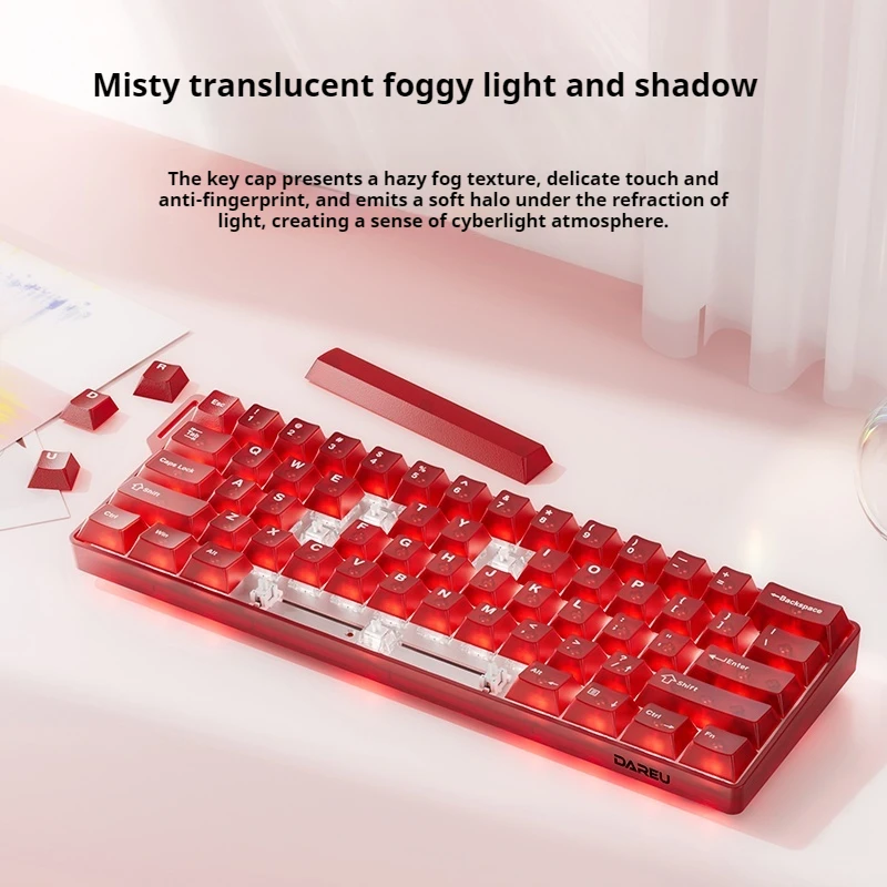 Dareu Cool60 kabelgebundene Gaming-Tastatur mit magnetischer Achse, leistungsstarke Singlemode, 0,01 Präzision, 8 kHz, mit vollständig transparenten Tastenkappen