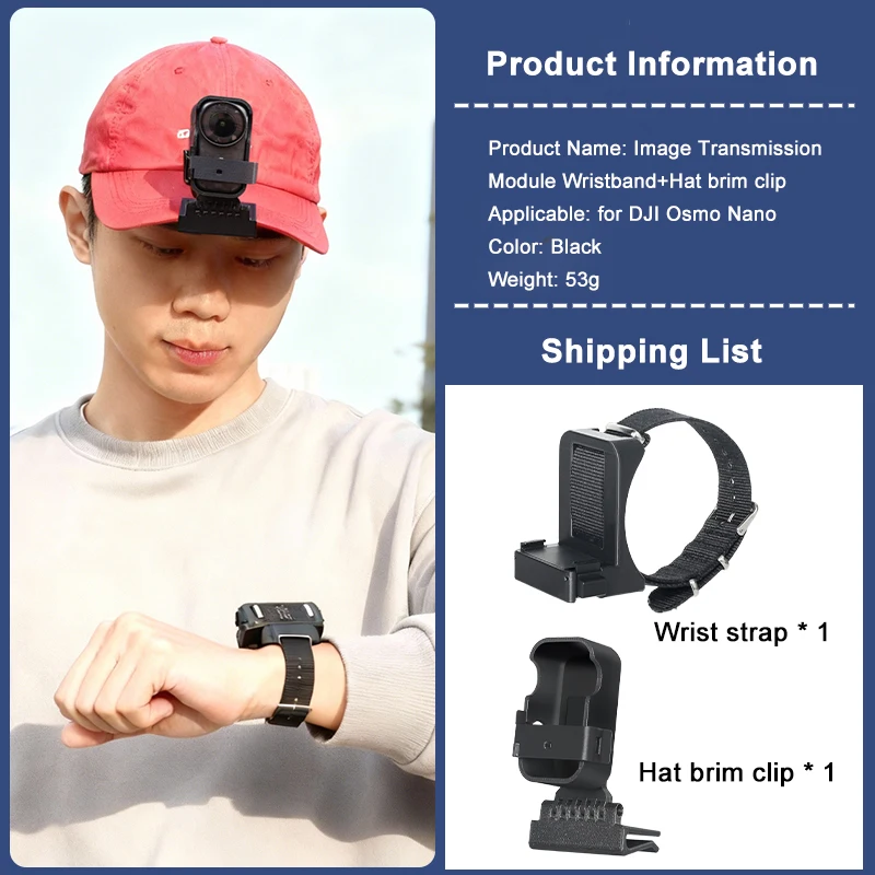 

For DJI Osmo Nano Thumb Camera Image Multifunctional Vision Dock Wristband Expansion Clothes Hat Clip Protection Accessories