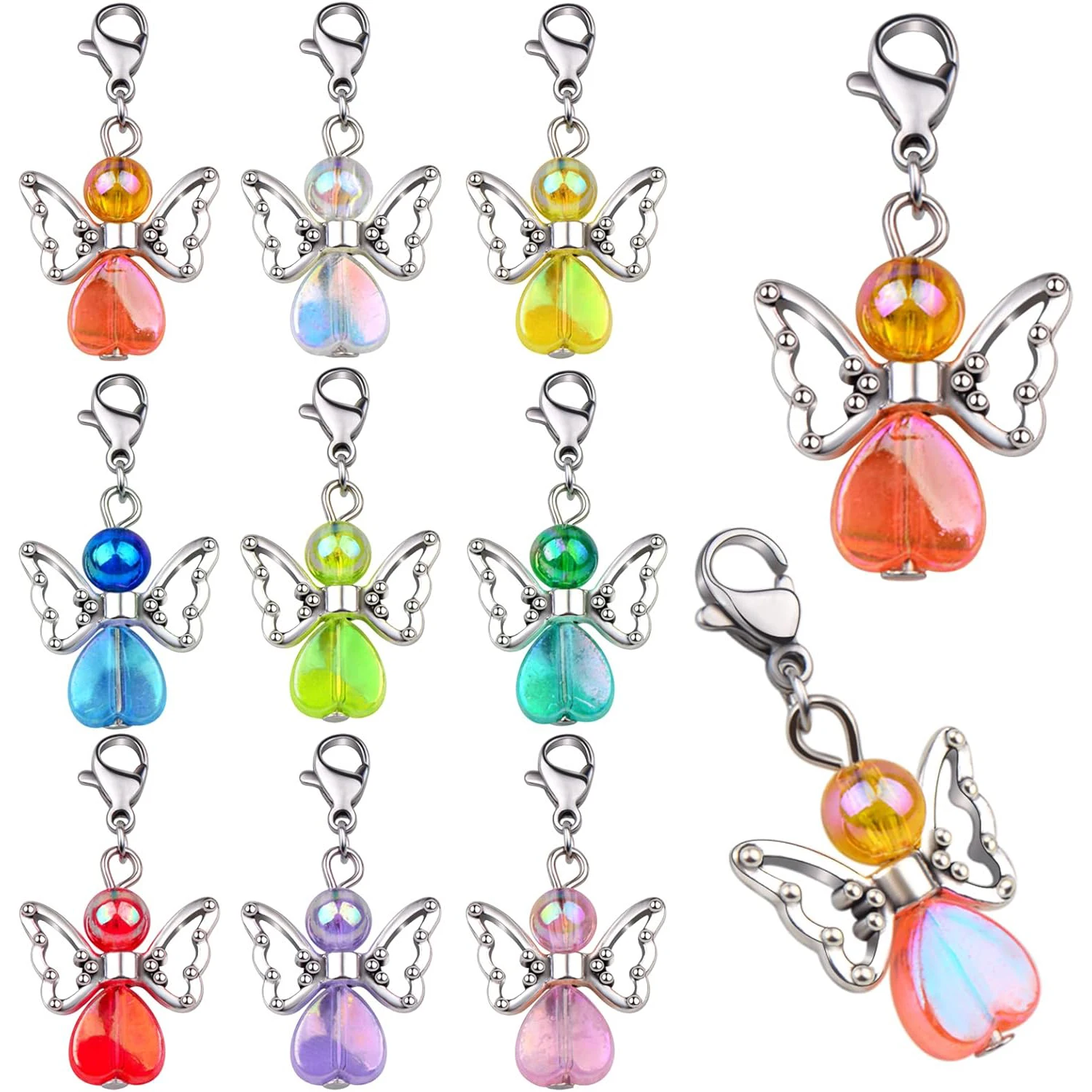 

27 шт. подвесок в виде крыльев ангела, подвесок-фееров-хранителей, акриловых бусин-сердечек с застежками-карабинами для создания украшений своими руками