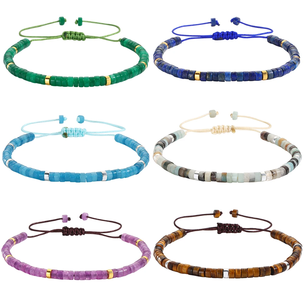

Simple Tiger Eye Purple Crystal Imperial Stone Bead Bead Woven Bracelet Women's Natural Stone Adjustable Friendship Bracelet