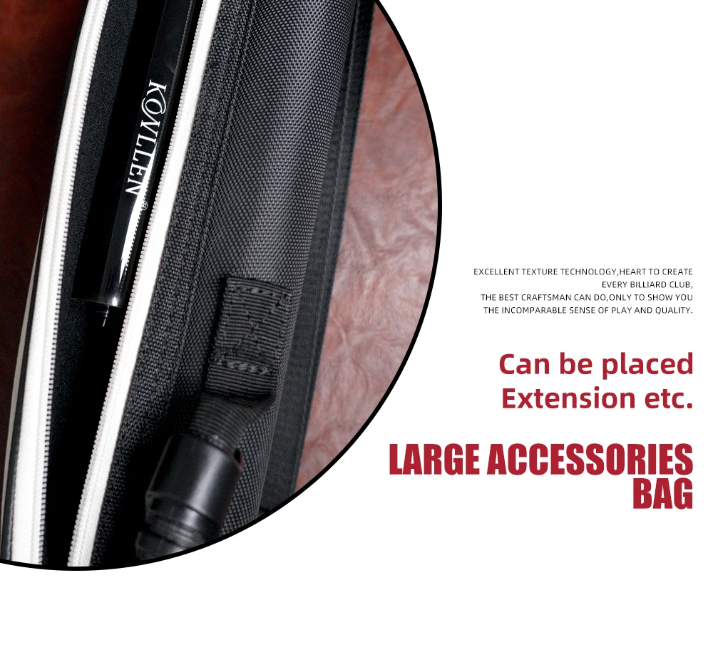 Billardqueue-Etui 2x4 2 Queues 4 Schaftenden Oxford-Stoff PU-Leder Samtfutter Rutschfeste Basis Schultergurt Billard CRICAL – Detail 9