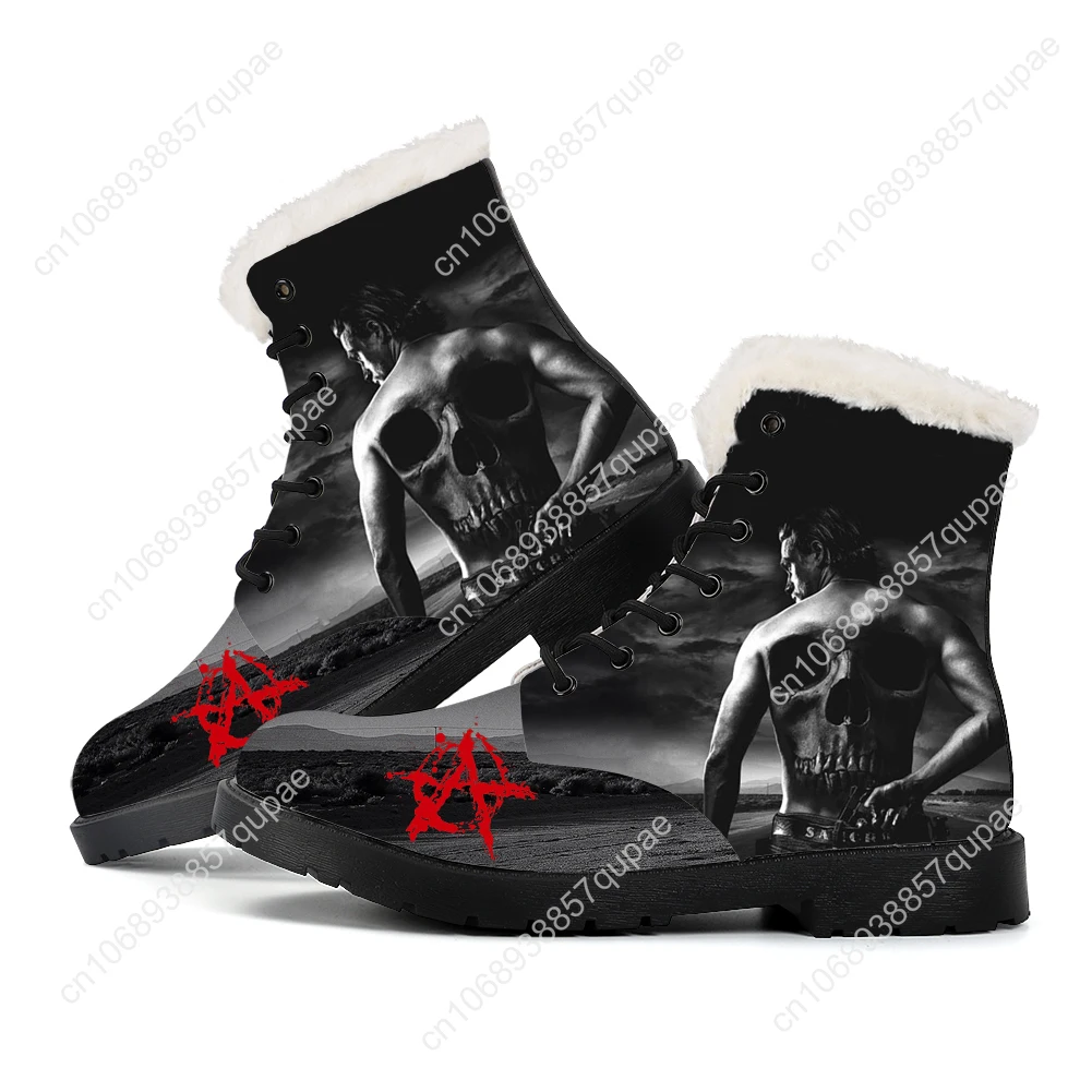 

Sons Of Anarchy SOA Plush Boots Mens Womens Teenager Shoes Outdoor Water proof Casual Boot Lightweight Couple Customize Boots
