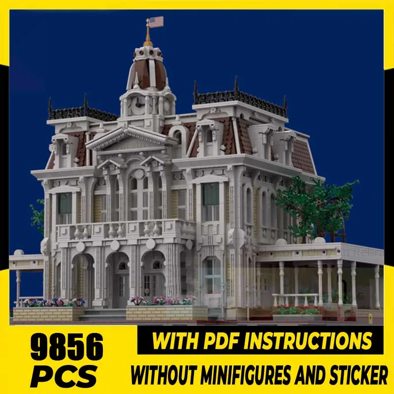 

Конструктор Moc: Модель городского здания «Волшебное Королевство», технологичные кирпичики, набор для самостоятельной сборки, праздничный конструктор, игрушки