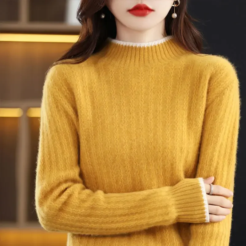 Elegante solide Basic Strick oberteile Frauen Oneck Pullover Langarm lässig schlanke Pullover koreanische Mode einfache schicke Kleidung c187