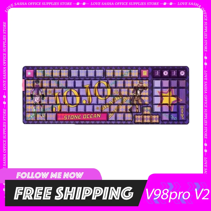 Vgn V98pro V2 Keyboard Three-Mode Customization Gasket 8000mah Low Latency Wireless Gaming Mechanical Keyboard For Pc Gamer Gift