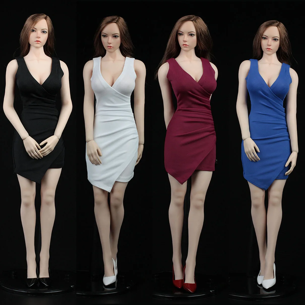 Dolls AFS A017 1/6 Scale Sleeveless Dress V Neck Dress Clothes Model Fit 12'' Soldier Action Figure Body Diy