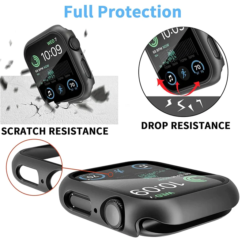 Glass+Cover for Apple Watch Case 9 8 7 6 SE 5 iWatch Accessory Screen Protector Apple Watch Series 44mm 40mm 41mm 45mm 42mm 38mm
