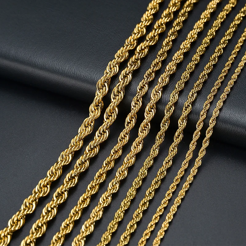 Nextvance 3-6MM Rope Chain Necklace Stainless Steel For Men Women Punk Hip-Hop Twist Choker Waterproof Jewelry Accessories Gifts