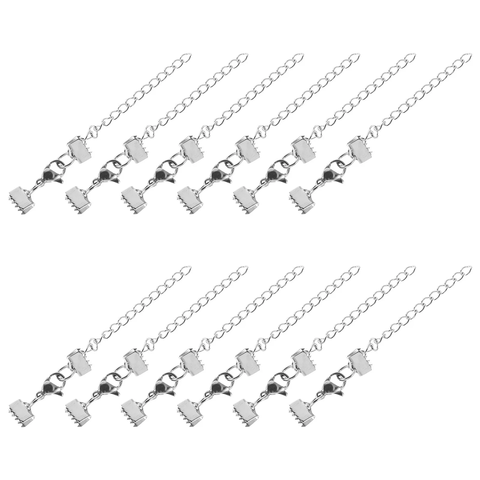 

12 шт., соединительные застежки для ожерелья, концы шнура из нержавеющей стали для изготовления ювелирных изделий своими руками, серебряные обжимные концы, браслет, ремесленные фурнитура