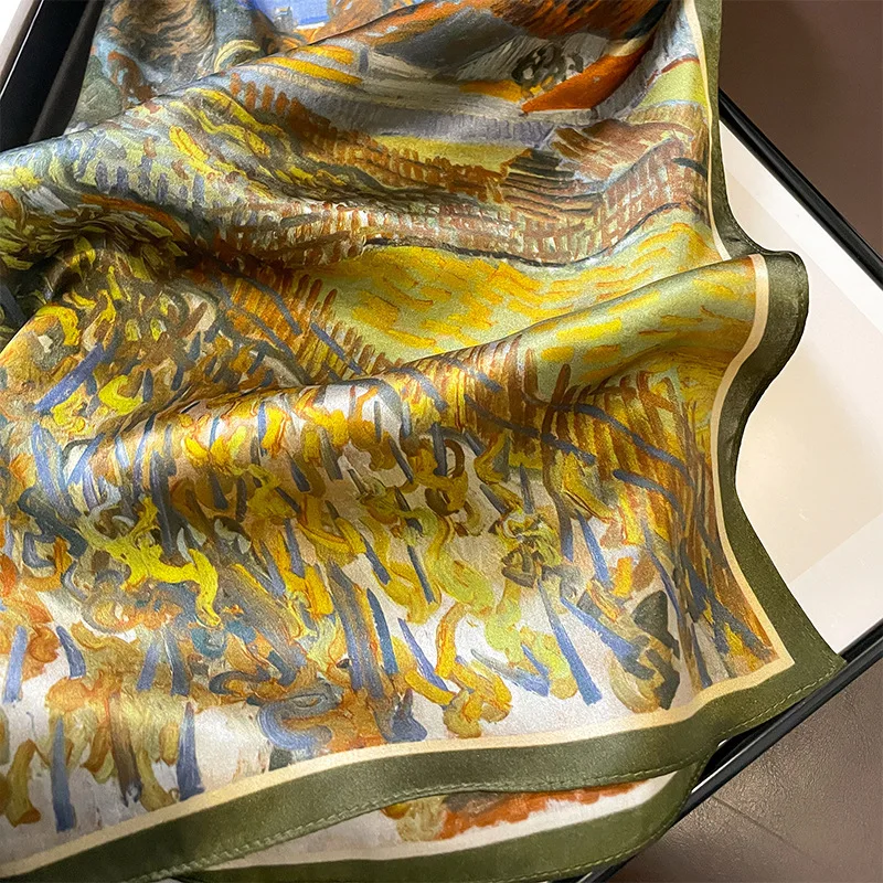 100% Silk Scarf Square Scarves Neck Kerchief Women Pure Foulard Hairbands Lady Flower Designer Female Bandana Ties Bandana Hijab