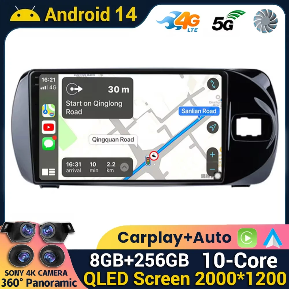 

Android 14 Carplay Auto For Toyota Vitz 3 XP130 2014 2015 2016 2017 2018 2019 Car Radio Multimedia Player GPS 360 Camera WIFI+4G