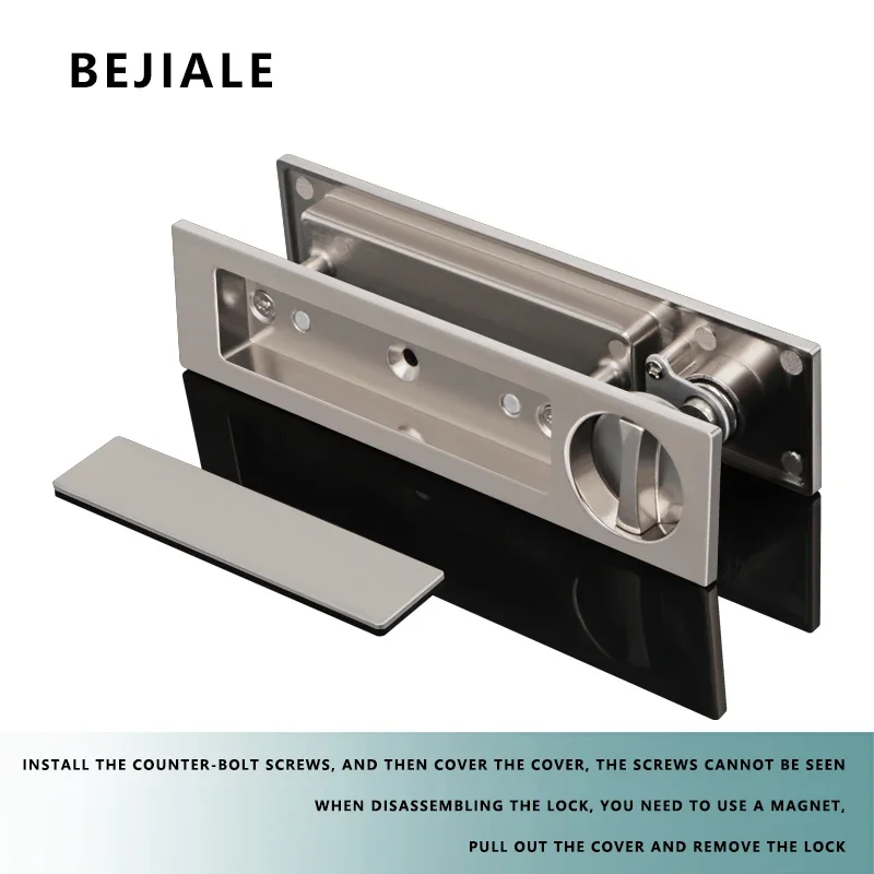 Niewidoczny zamek do drzwi przesuwnych Ukryty otwór na klucz Wewnętrzna łazienka Zamek do drzwi przesuwnych Kuchnia Łazienka Pokój Drewniane drzwi Podwójny zamek hakowy