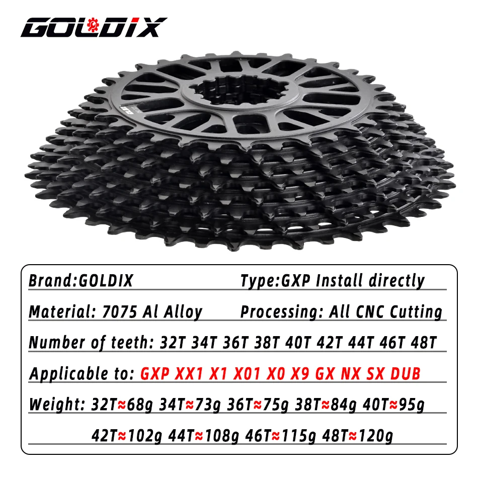 GOLDIX Ultralight Directly Install Chainring Narrow Wide Teeth Single speed Chainwheel 0mm Offset For MTB/Road Bike Crankset