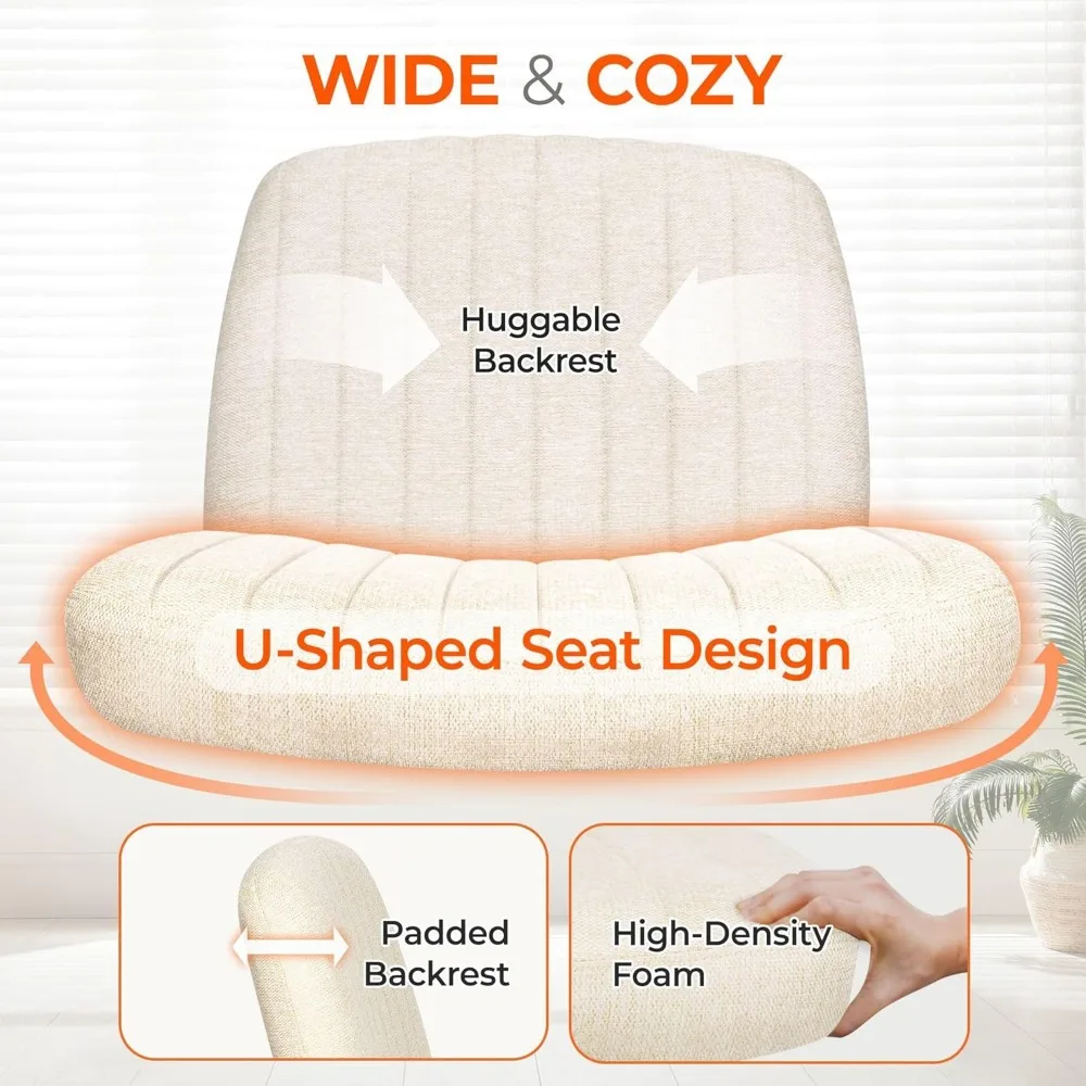 مصنع برتقالي متقاطع كرسي عجلات واسعة متقاطعة أرجل مكتب مكتب الغرور كرسي مريح النسيج بدون ذراع قابل للتعديل قطب ل Ho