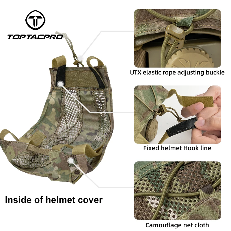 TOPTACPRO Tactical Helmet Cover For Fast Helmet 500D Nylon Camo Headwear Hoop&Look 8801