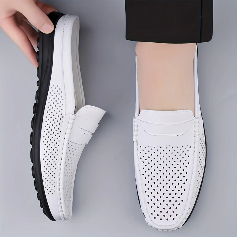 

Solid Colour Breathable Slip On Loafer Shoes, Comfy Non Slip Rubber Sole Formal Shoes For 's Outdoor Activities