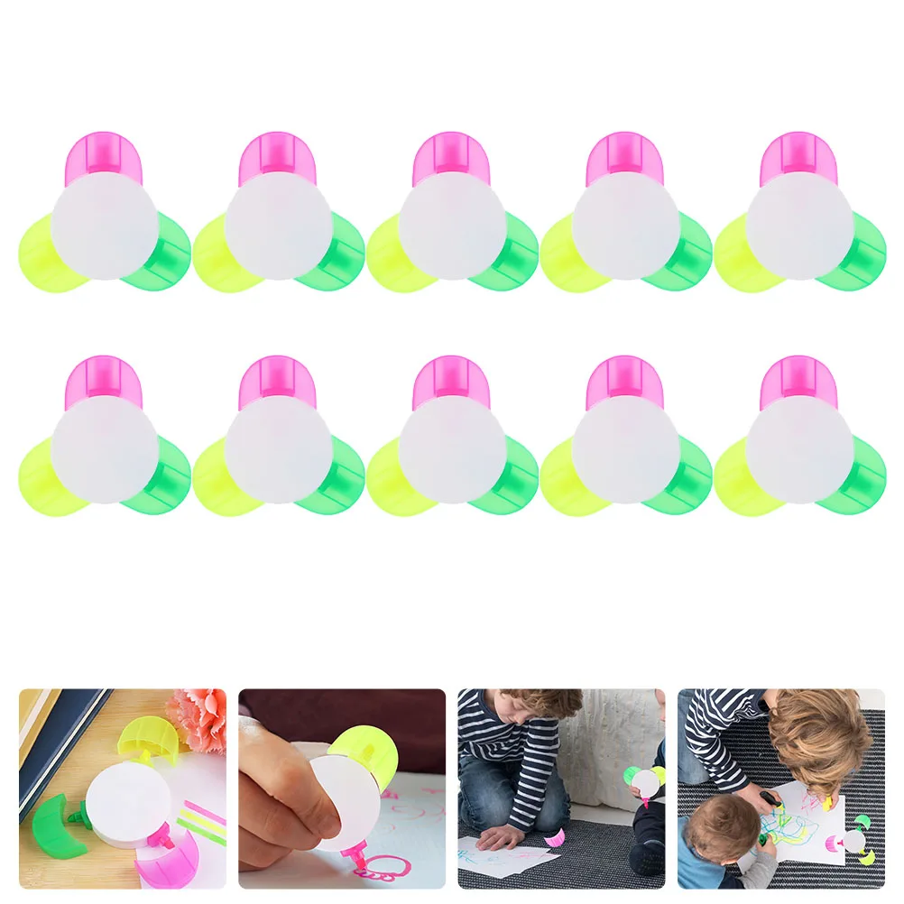 

10 Pcs Highlighter Brush Fluorescent Pens Cute Highlighters Bright Colour Pencil Marker Plastic Lovely Petal Shape