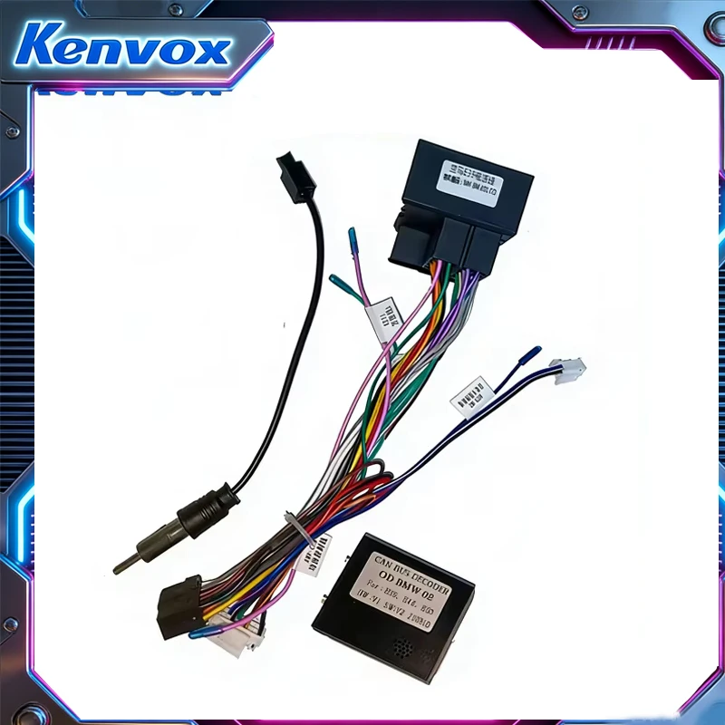 

16-контактный разъем для автомагнитолы Android BMW E46/E39/E53, декодер Canbus, проводной адаптер, кабель питания.