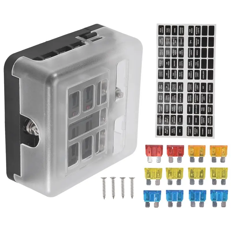 

A73Q-6-контактный водонепроницаемый блок предохранителей, со светодиодным индикатором, 12 цепей с отрицательным морским предохранителем для постоянного тока 12/24 В, автомобиля, лодки, автофургона